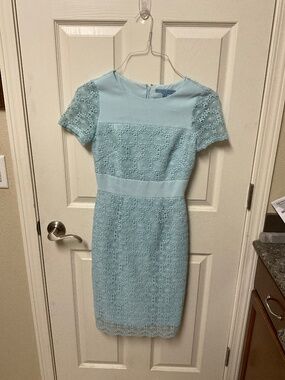Antonio Melan size 0 robin egg blue dress.  Classic style.  EUC.  Lace.